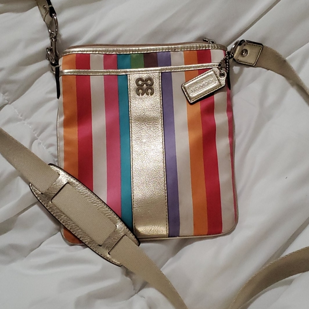 Coach legacy striped multi color Crossbody bag